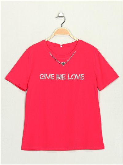 Give me love t-shirt fuchsia