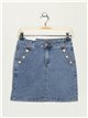 Premium denim mini skirt with buttons azul