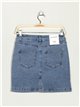 Premium denim mini skirt with buttons azul