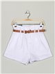 High waist premium denim paperbag shorts blanco