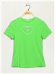 Heart t-shirt with rhinestone verde-manzana