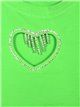Camiseta corazón strass verde-manzana