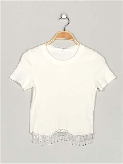 Top cropped strass blanco