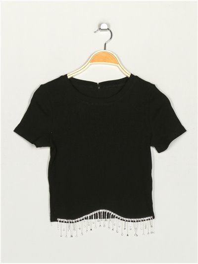 Top cropped strass negro