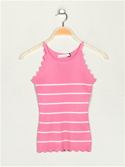 Striped waves knit top rosa