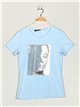 T-shirt with rhinestone azul-claro