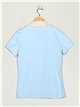 Camiseta contraste strass azul-claro
