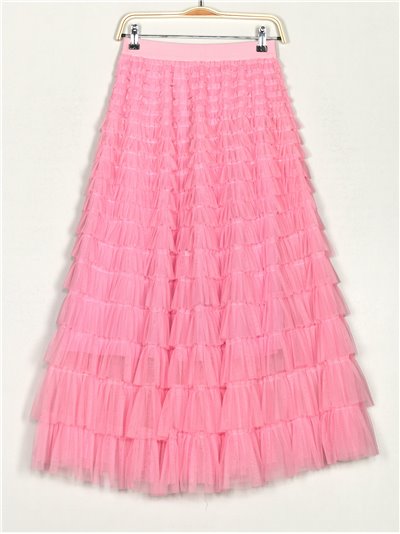 Long tulle skirt rosa-chicle