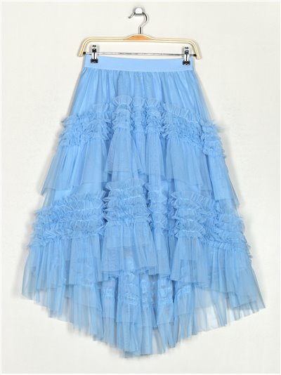 Asymmetric tulle skirt azul-claro