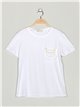 T-shirt with pearl beads blanco