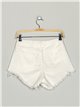 Premium denim shorts with rhinestone blanco