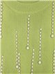 Knit cropped top with pearl beads verde-manzana