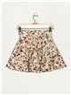 Belted shorts skirt with daisies beis