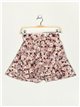 Belted shorts skirt with daisies rosa