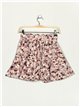 Belted shorts skirt with daisies rosa