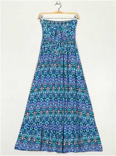 Maxi printed dress with bow azulon