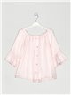 Satin blouse with ruffles rosa