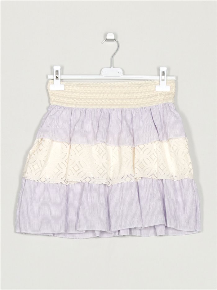 Minifalda encaje lila