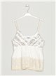 Lace top with sequins blanco