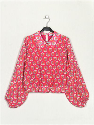 Printed blouse fucsia