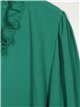 Contrast blouse with ruffles verde-hierba