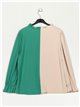 Contrast blouse with ruffles verde-hierba