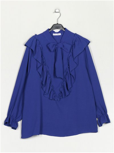 Oversize blouse with ruffles azulon