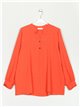 Blusa manga plisada talla grande naranja