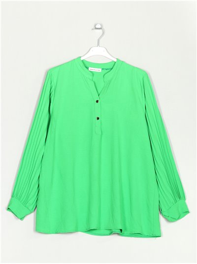 Plus size pleated blouse verde-lima