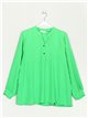 Blusa manga plisada talla grande verde-lima