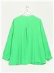Plus size pleated blouse verde-lima