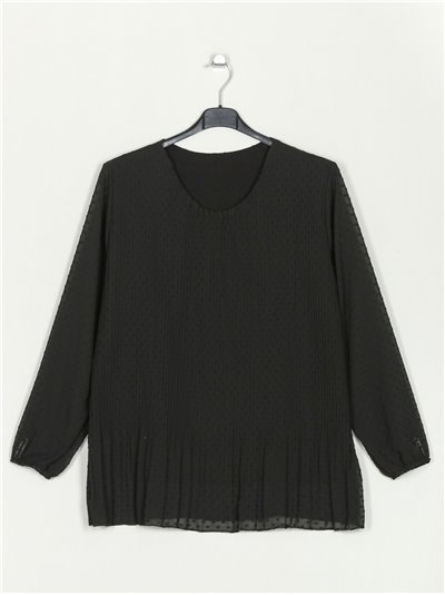 Plus size plumeti blouse negro
