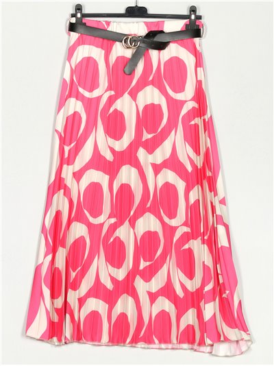 Pleated printed skirt fucsia