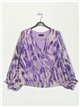 V-neck printed blouse lila