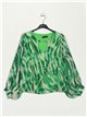 V-neck printed blouse verde-manzana