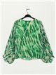 V-neck printed blouse verde-manzana