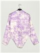 Printed satin shirt lila