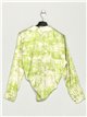 Printed satin shirt verde-manzana