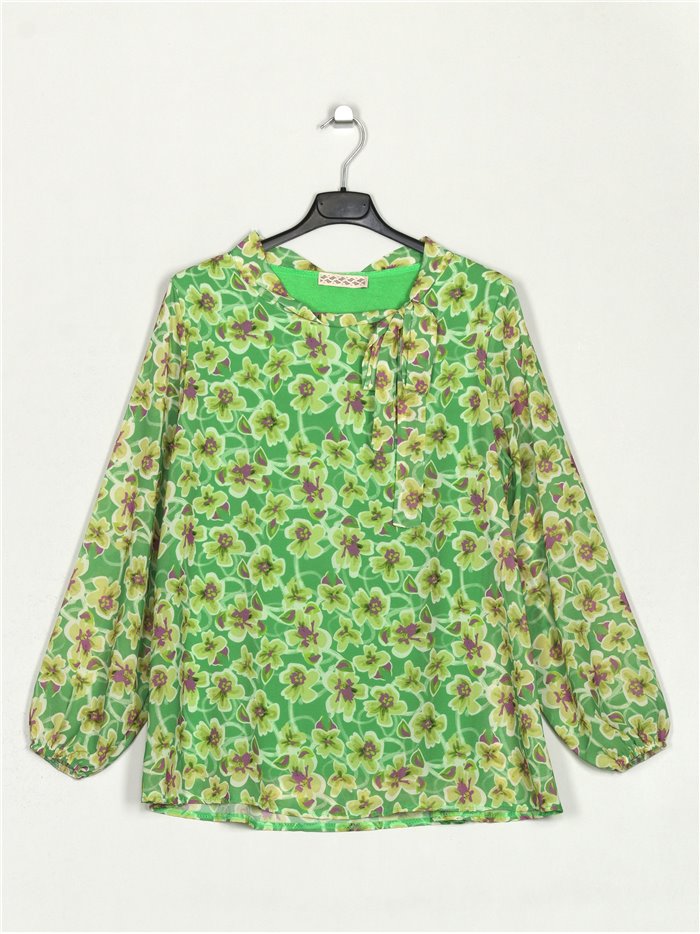 Floral blouse verde-manzana