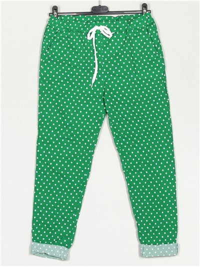 High waist polka dot trousers verde-hierba