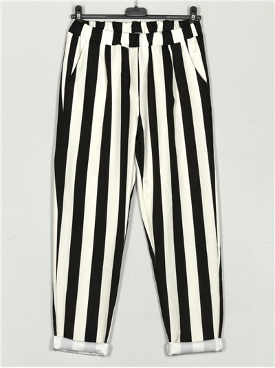 High waist striped trousers negro