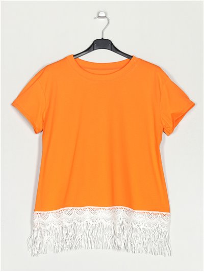 Camiseta flecos naranja