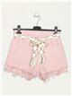 High waist frayed edge shorts rosa-claro (S-XL)
