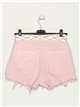 High waist frayed edge shorts rosa-claro (S-XL)
