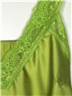 Satin top with lace verde-manzana