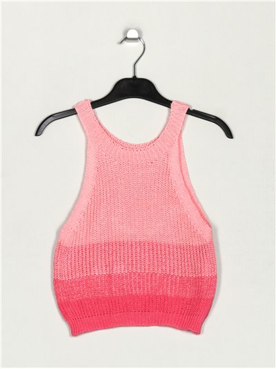 Top cropped franjas rosa