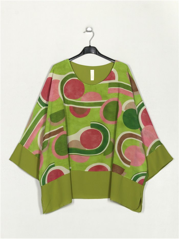 Printed maxi blouse verde-manzana