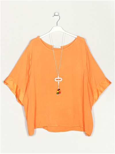 Oversized contrast blouse naranja