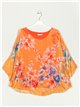 Silk effect floral blouse naranja