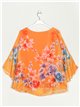 Silk effect floral blouse naranja
